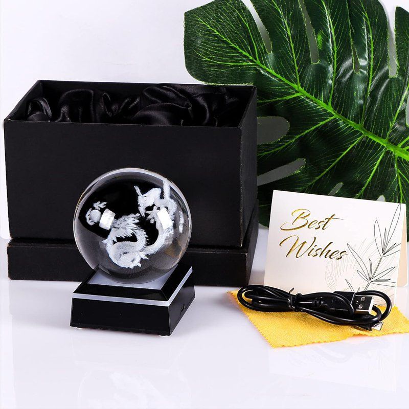 購入 八大竜王LEDカラー装飾ギフトオブジェクリスタルガラスボール置物