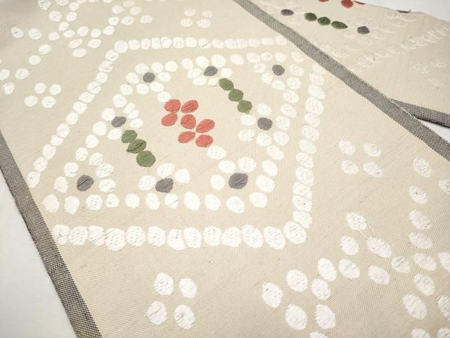 平和屋本店□極上 洛風林 工芸帯地 九寸名古屋帯 唐織 紬地 菱吉祥文