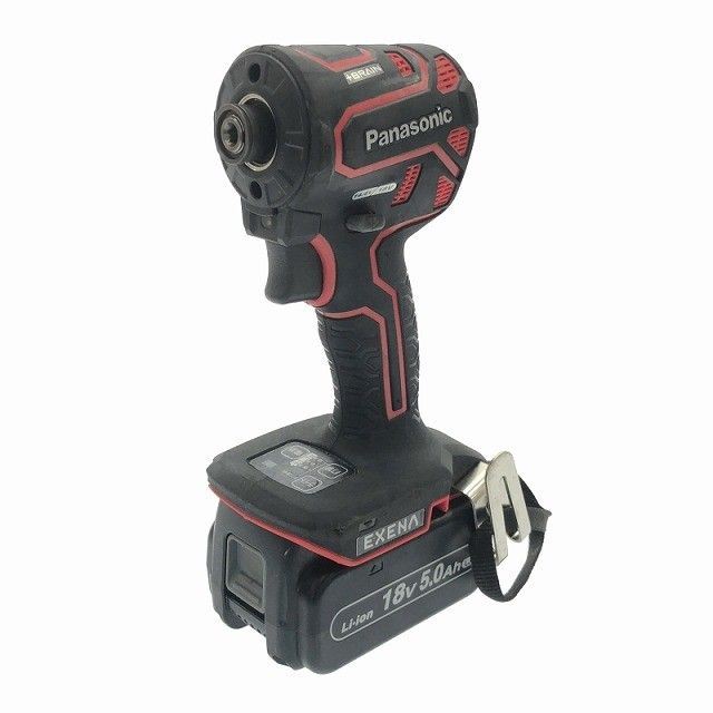 Panasonic パナソニック 18V 充電インパクトドライバー EZ1PD1 赤色 バッテリ 18V 5.0Ah ドリルアタッチメント付き117128
