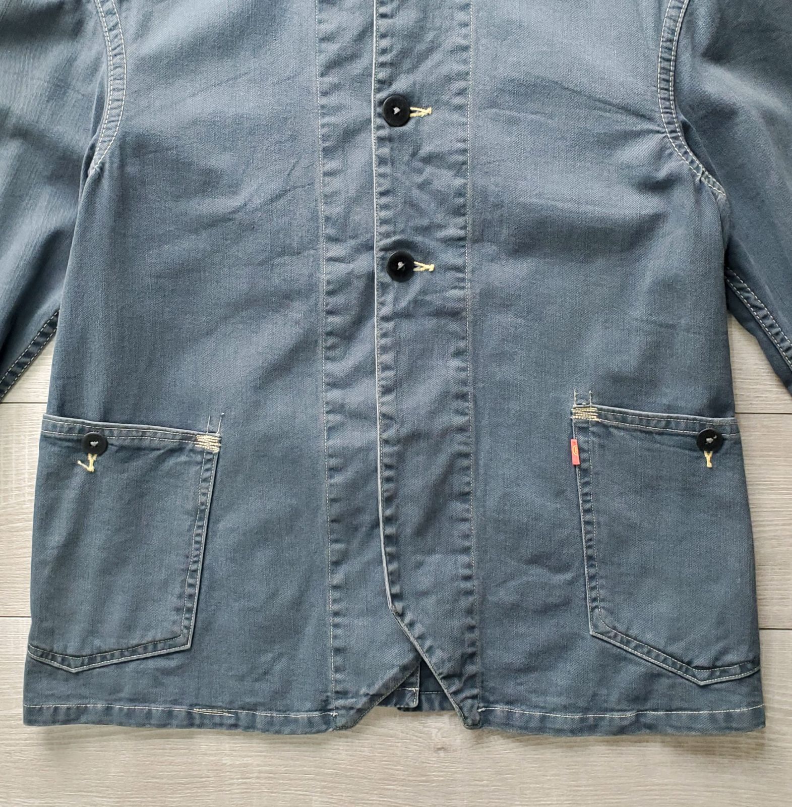 Levis Red リーバイスレッド■良品 2003AW クロアチア製 ELIJAH Sack Coat エリジャ サックコート S 10oz  硫黄染めツイル Vintage加工 ジャケット Work期 カバーオール