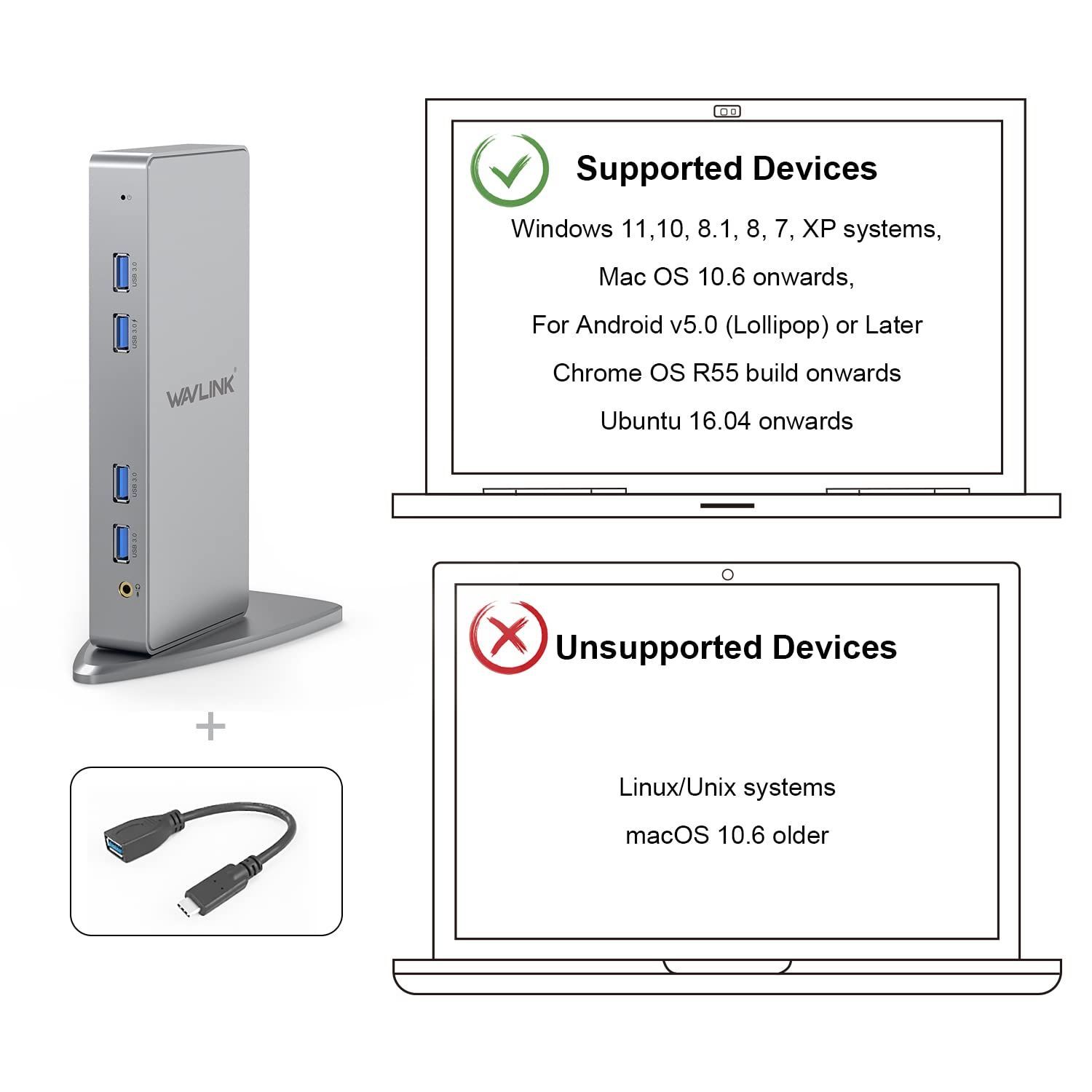 新品 Wavlink USB 3.0ユニバーサルドッキングステーションUSB-C縦置き