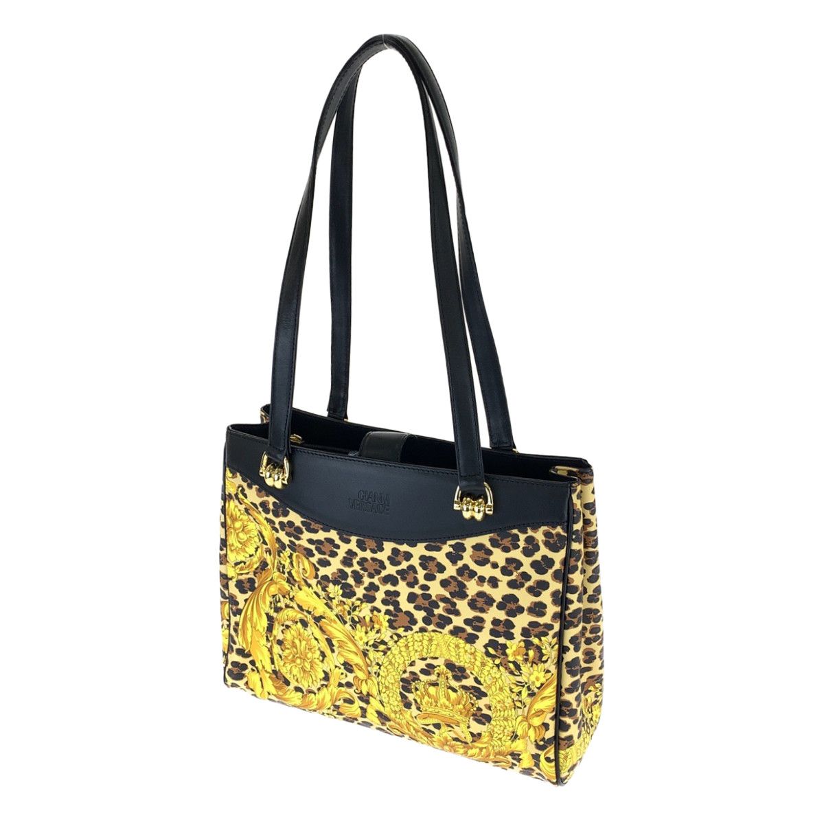 美品】GIANNI VERSACE ヴィンテージ ハンドバッグ レオパード柄