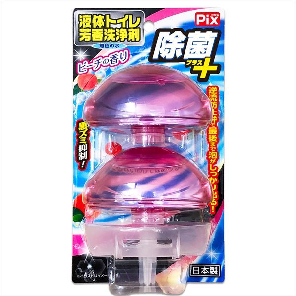 まとめ買い-48点セット ピクス 除菌プラス 液体トイレ芳香洗浄剤 ピーチ ２個 ライオンケミカル 芳香剤 トイレ用