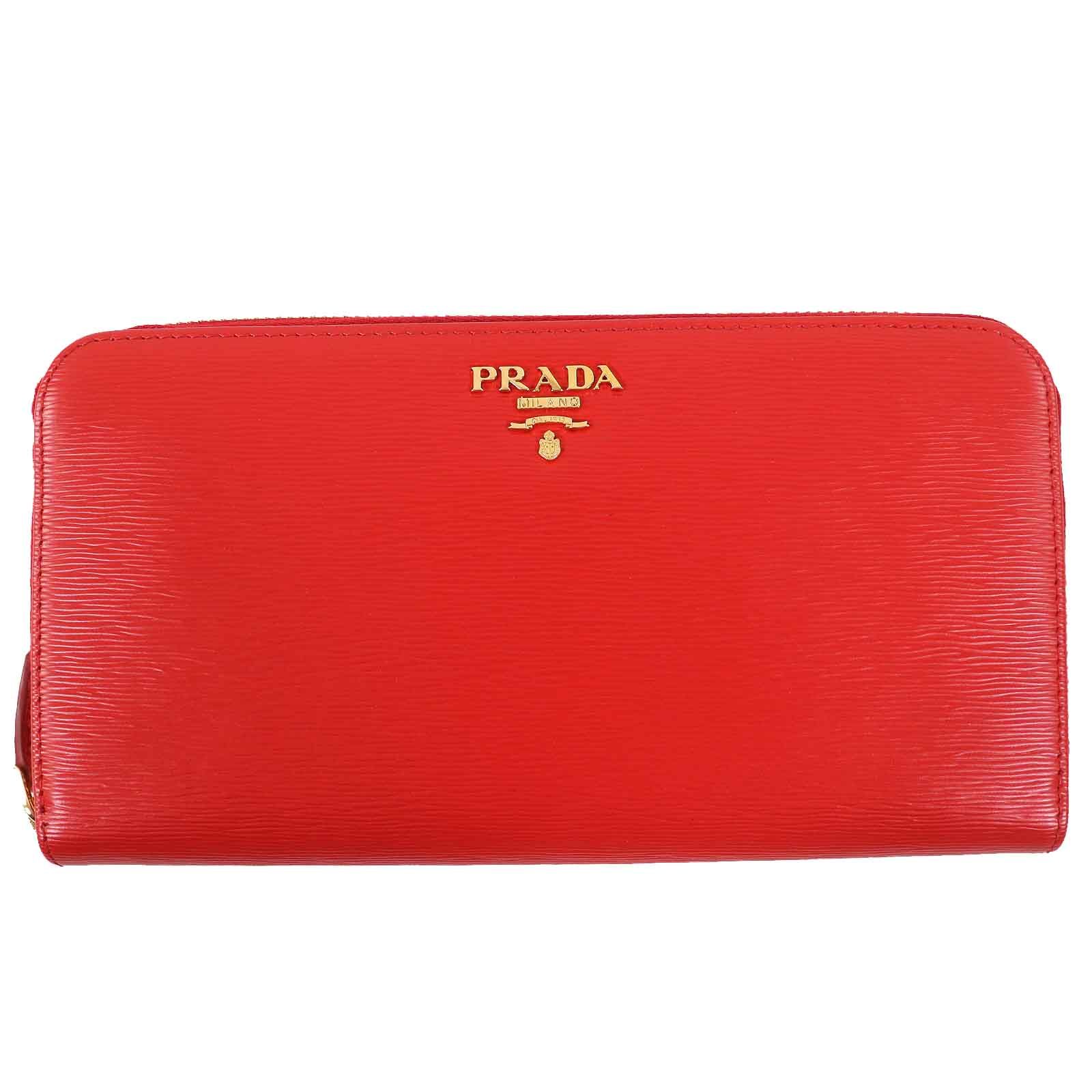 極美品△PRADA プラダ 1ML506 VITELLO MOVE ロゴ金具 ラウンド 