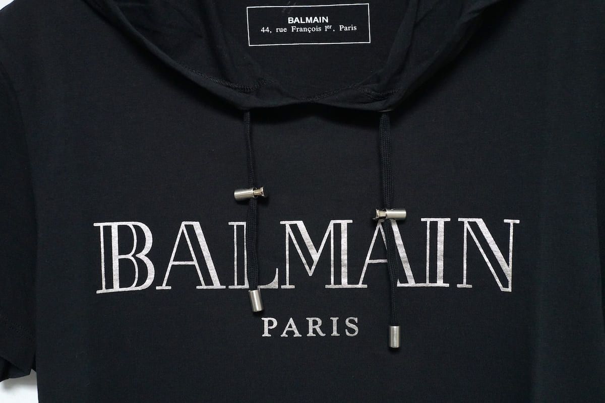 BALMAIN Balmain バルマン ロゴプリント Hooded T-shirt ブラック Size 
