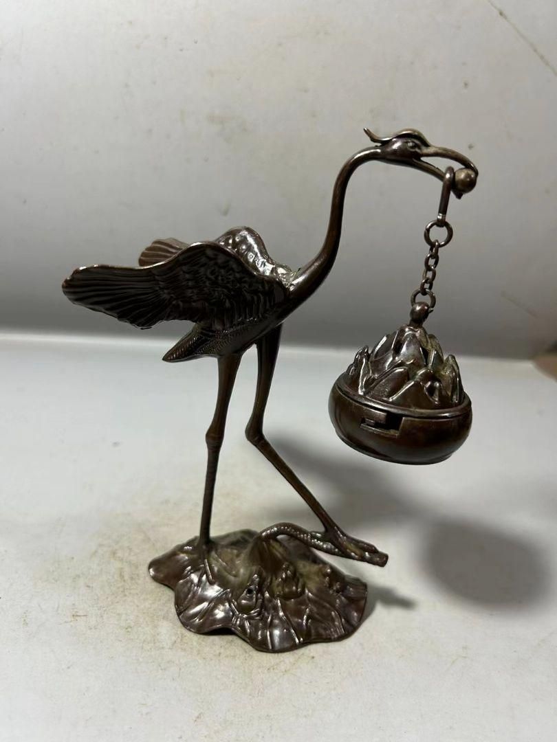 仙鶴弔炉 蓮華弔沈香炉 香薫檀香炉 装飾品 工芸品 美術品 置物
