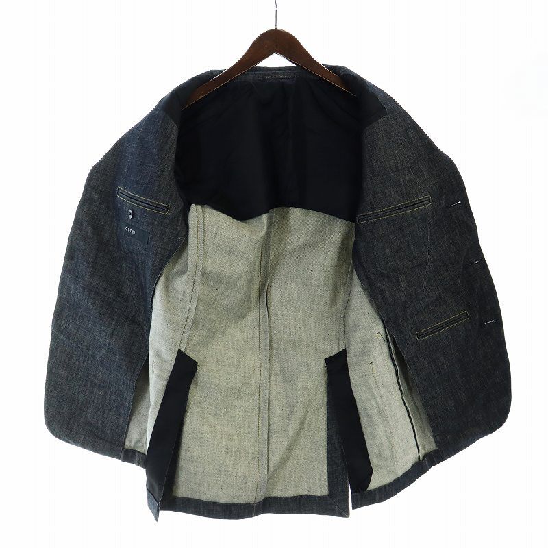 GUCCI デニム　テーラードジャケット Denim jacket with embroidery in blue | GUCCI® US