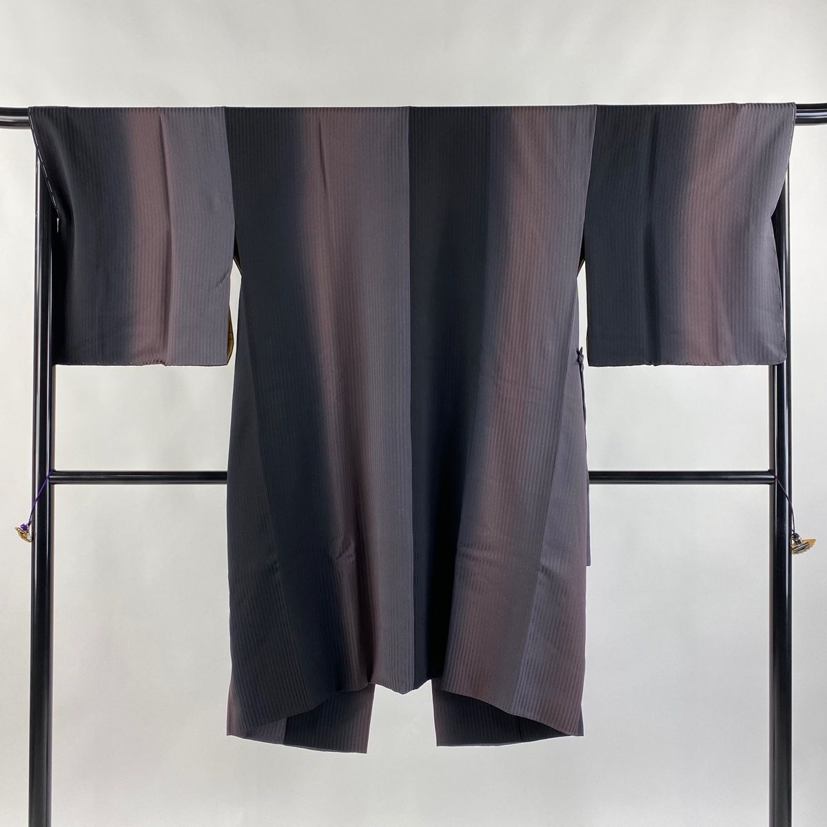 道中着 身丈108cm 裄丈67cm M 和装コート 地紋 縦ぼかし 茶紫 正絹