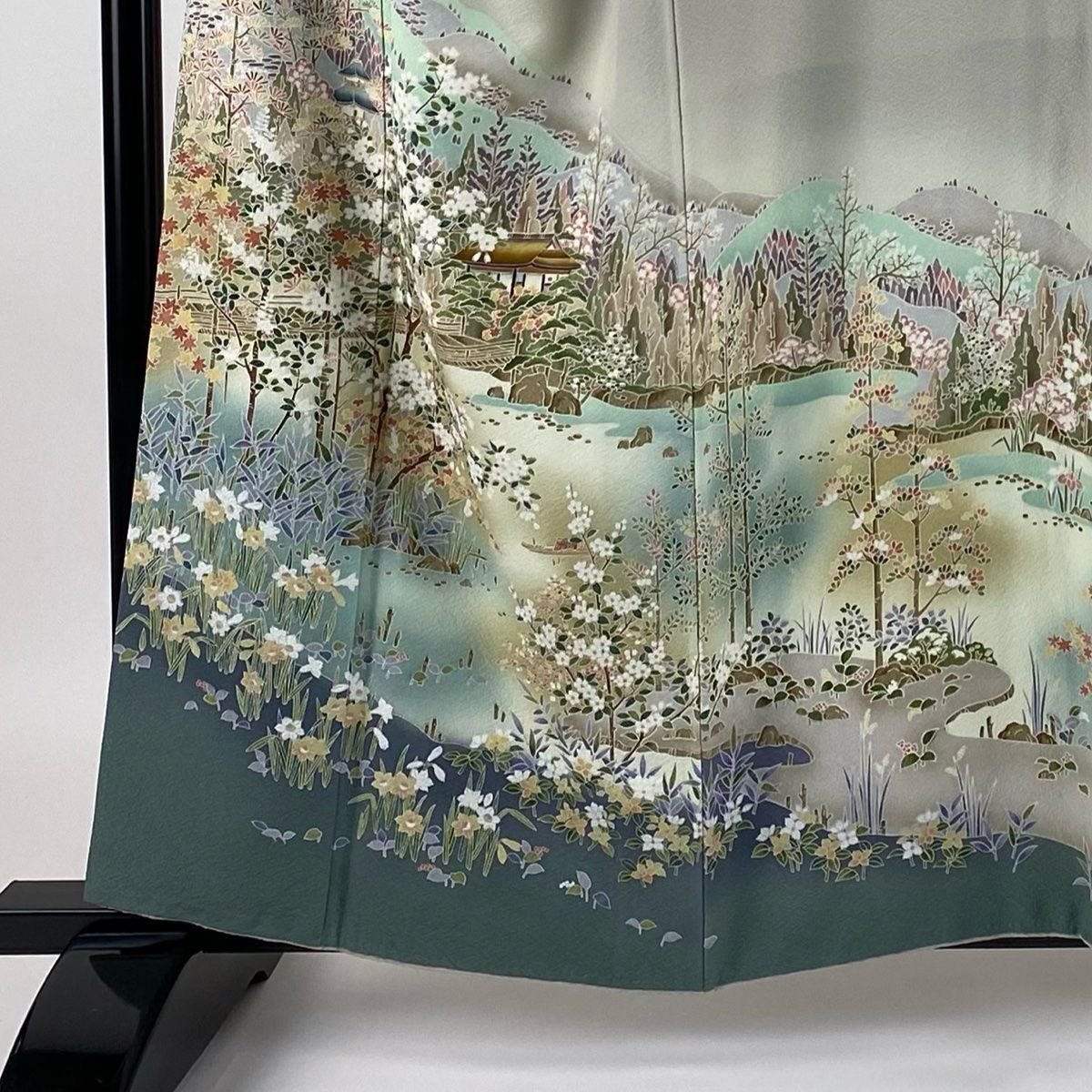 訪問着 身丈159cm 裄丈67.5cm L 袷 風景 建物 染め分け ぼかし