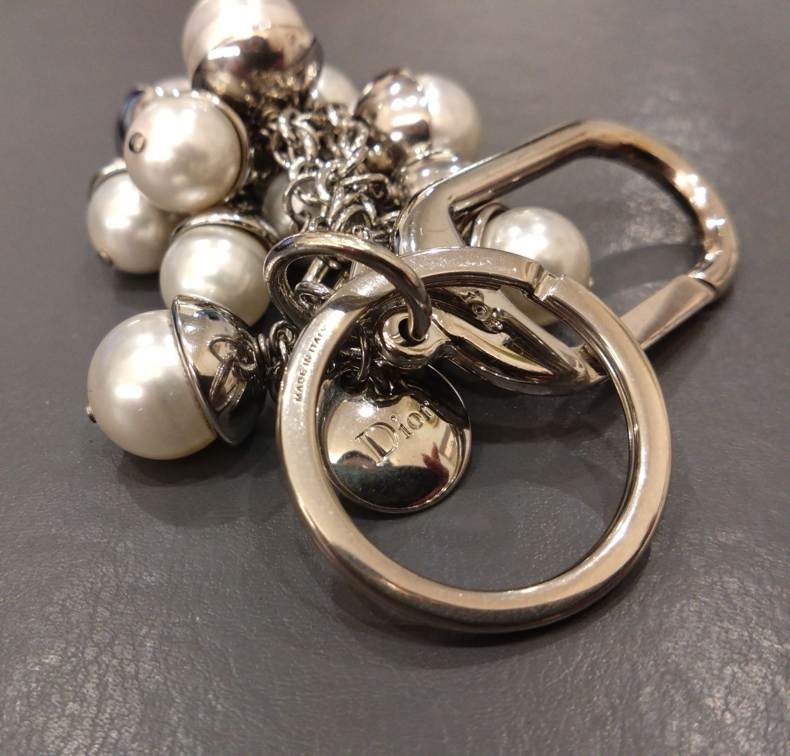 Dior パールチャーム キーホルダー Christian Dior ディオール キーホルダー キーリング パール