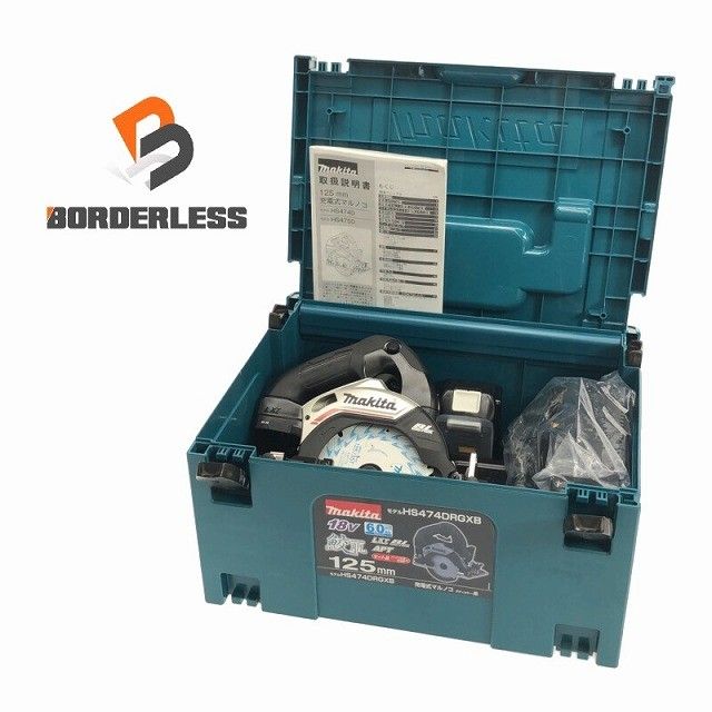 ♥品 makita マキタ 18V 125mm 充電式マルノコ HS474DRGXB 黒 バッテリー2個 18V 6.0Ah 充電器 鮫肌 ケース付