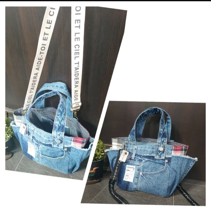 No.238【DENIM️アメカジ️】デニムリメイクトートバッグ️
