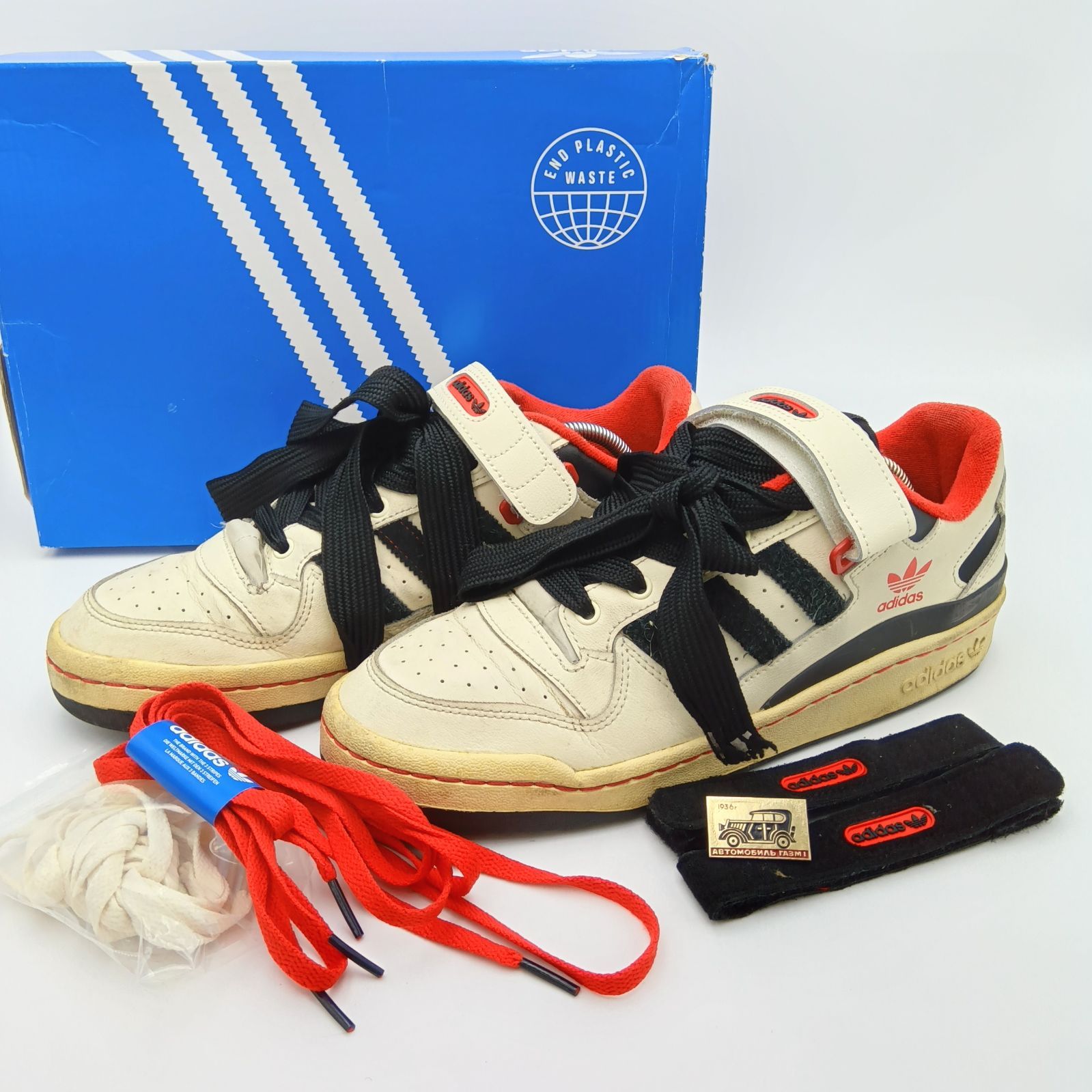 箱付き adidas アディダス FORUM LOW フォーラムロー GY2518 レザースニーカー ホワイト×ブラック×レッド 白×黒×赤 28cm メンズ 男性 A-11-1