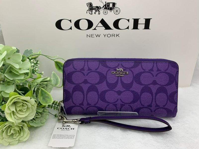 コーチ 長財布 COACH 財布 パープル 紫 人気 シグネチャー ロング ジップ プレゼント レディース ブランド 大容量 記念日 誕生日 新品 未使用 ファッション C4452 C158-25