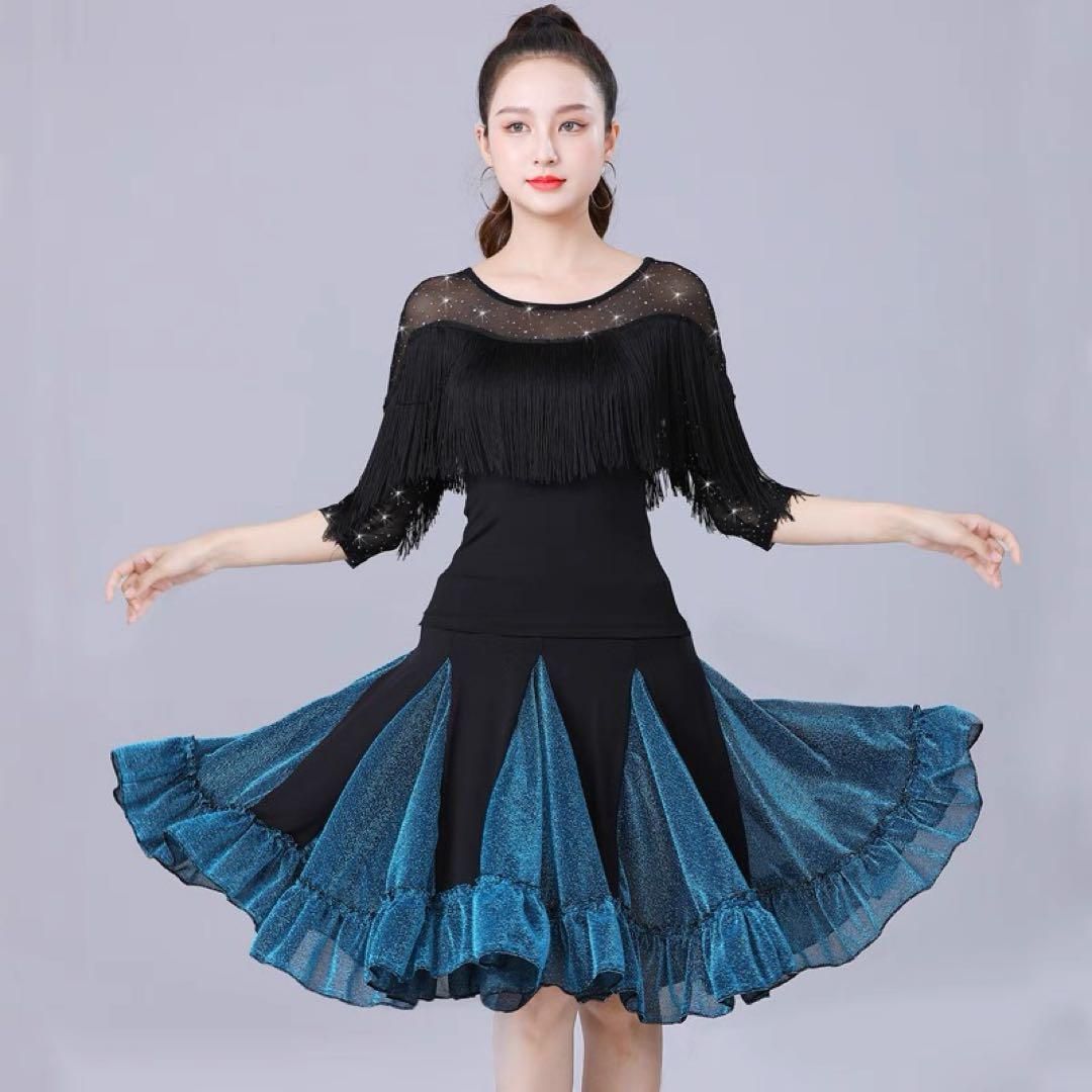 25年新作 新品未使用 ストーン付きスタンダード練習着ワンピースダンス