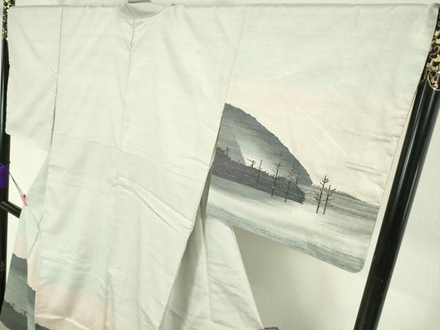 平和屋本店□極上 真綿手引紬 よねざわ新田 訪問着 手織 大正池 証紙  