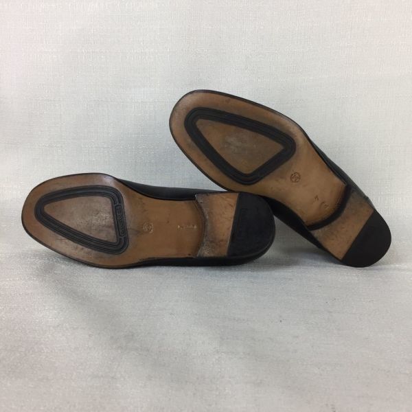 イタリア製/Vintage★a.testoni ア.テストーニ★ローファー/本革〈黒/BLACK/ブラック/size 7/25.5〉レザースリッポン/モカシン/メンズ/loafer shoes〕/men's 菅NO.ZA-43 イタリア製/Vintage☆a.testoni ア.テストーニ☆コインローファー/本革