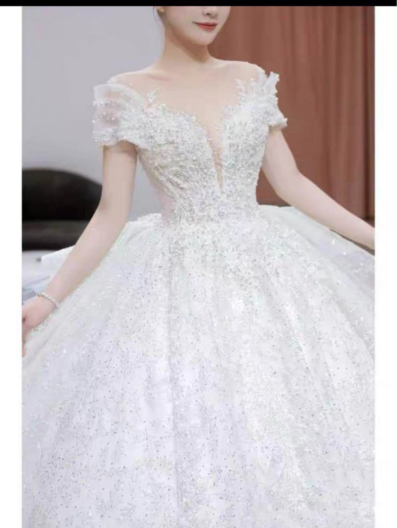 ウェディングドレス　キラキラストーン＆パール　プリンセスライン ウェディングドレス キラキラストーン＆パール プリンセスライン