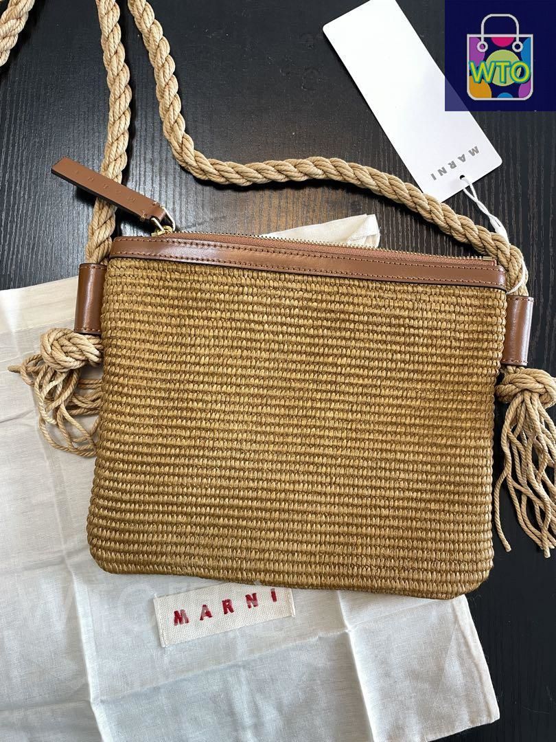 MARNI マルニ ショルダーバッグ コットン×ナイロン ロゴ 刺繍 鞄 MARNI マルニ ショルダーバッグ コットン×ナイロン ロゴ 刺繍 鞄