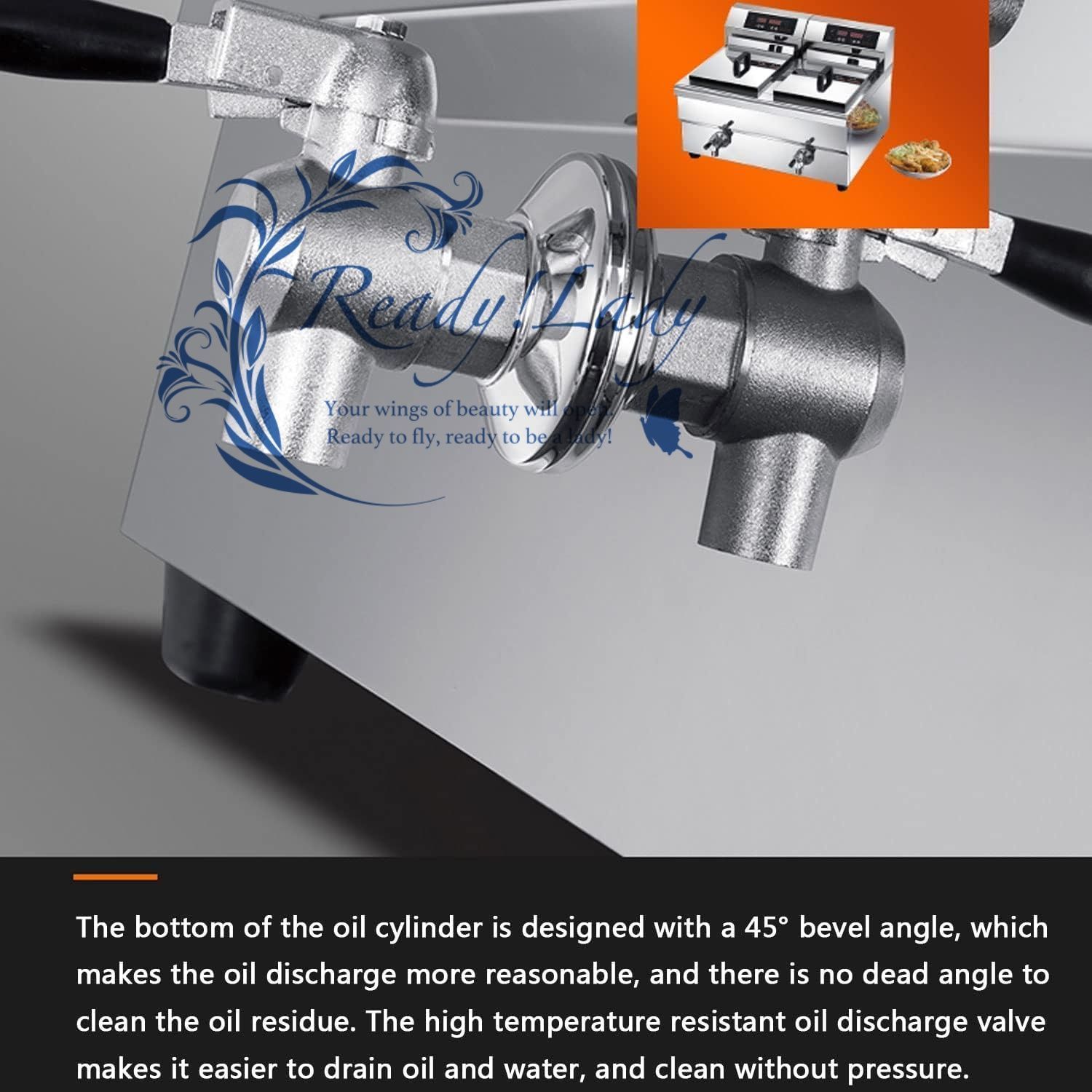 電気フライヤーカウンタートップバスケットステンレススチールカウンタートップフライヤー蓋付き温度調節 レストラン用フライドチキン10L