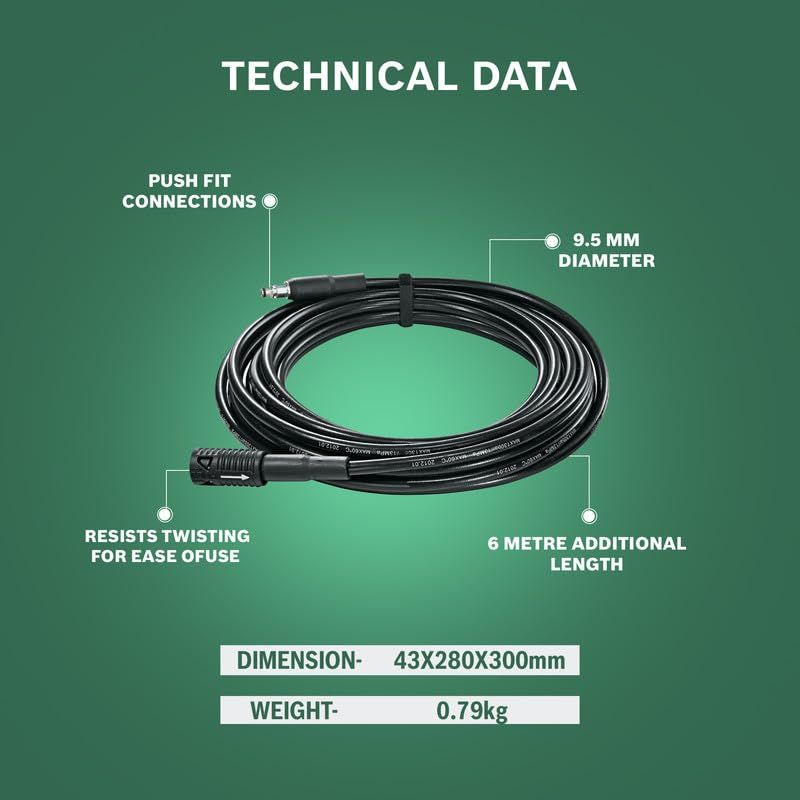 新品 BOSCH(ボッシュ) 高圧洗浄機用延長高圧ホース(6m