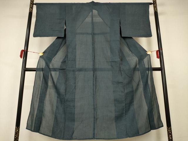 平和屋着物＊夏物 小千谷ちぢみ 錆鉄御納戸色 麻 逸品