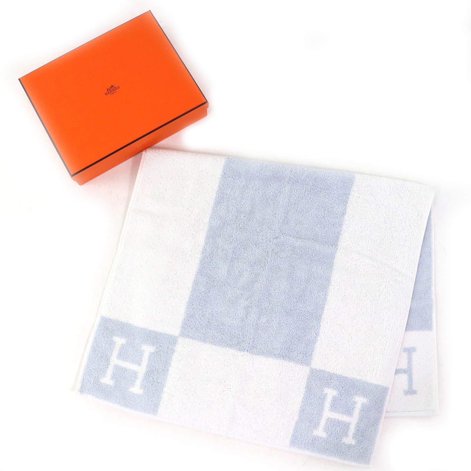 エルメス HERMES アヴァロン おくるみ　ライトブルー 楽天市場】エルメス HERMES 大判 バスタオル タオルケット