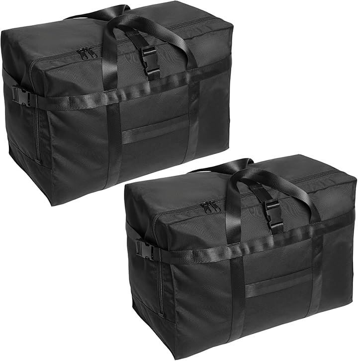 Team One Day TeamOneDay 折りたたみ 旅行バッグ 大容量 防水 圧縮できるベルト キャリーオン ボストンバッグ 無料機内預けサイズ トラベルバッグ キャンプ アウトドア ブラック 120L2個セット