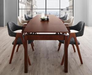 ダイニングセット 6人 ダイニングテーブル 伸縮 伸縮テーブル 伸長 北欧 天然木 ウォールナット 人気 7点セット テーブル チェア6脚 幅140-240 組立設置付