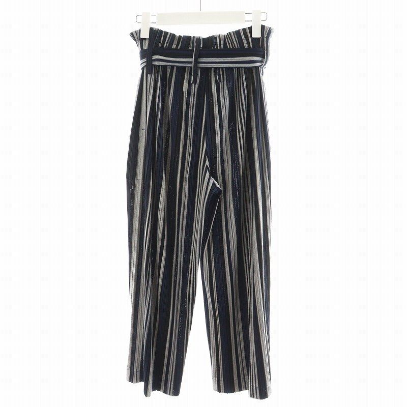 プリーツプリーズ　イッセイミヤケ　パンツ　ネイビー PLEATS PLEASE プリーツプリーズ イッセイミヤケ 細プリーツ