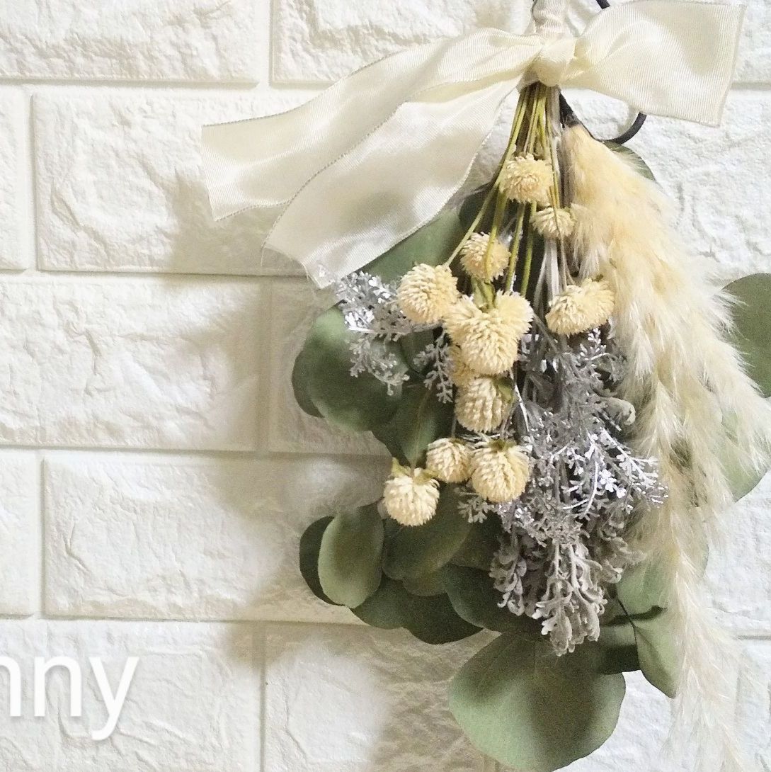 ドライフラワー グリーンの縦長&横長スワッグ クリスマススワッグ 766