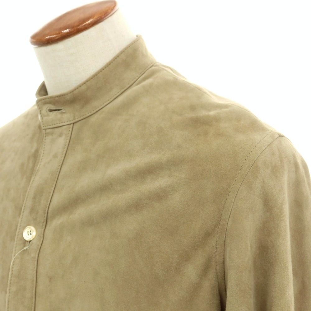 エンメティ EMMETI ゴートスキン スエード バンド レザーシャツブルゾン ベージュ サイズ46 メンズ