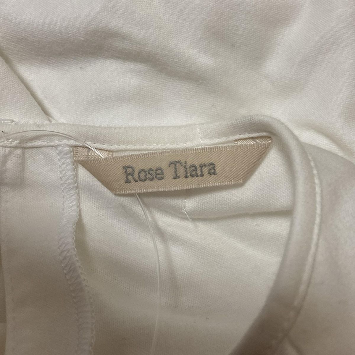 ローズティアラ　ツイードノーカラー半袖ジャケット　サイズ42 XL 白　フリル Rose Tiara / ローズティアラ （レディース） ノーカラー