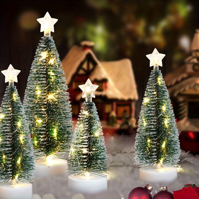 クリスマスツリー 3点セット 置物 オブジェ LEDライト オーナメント 装飾 インテリア プラスティック