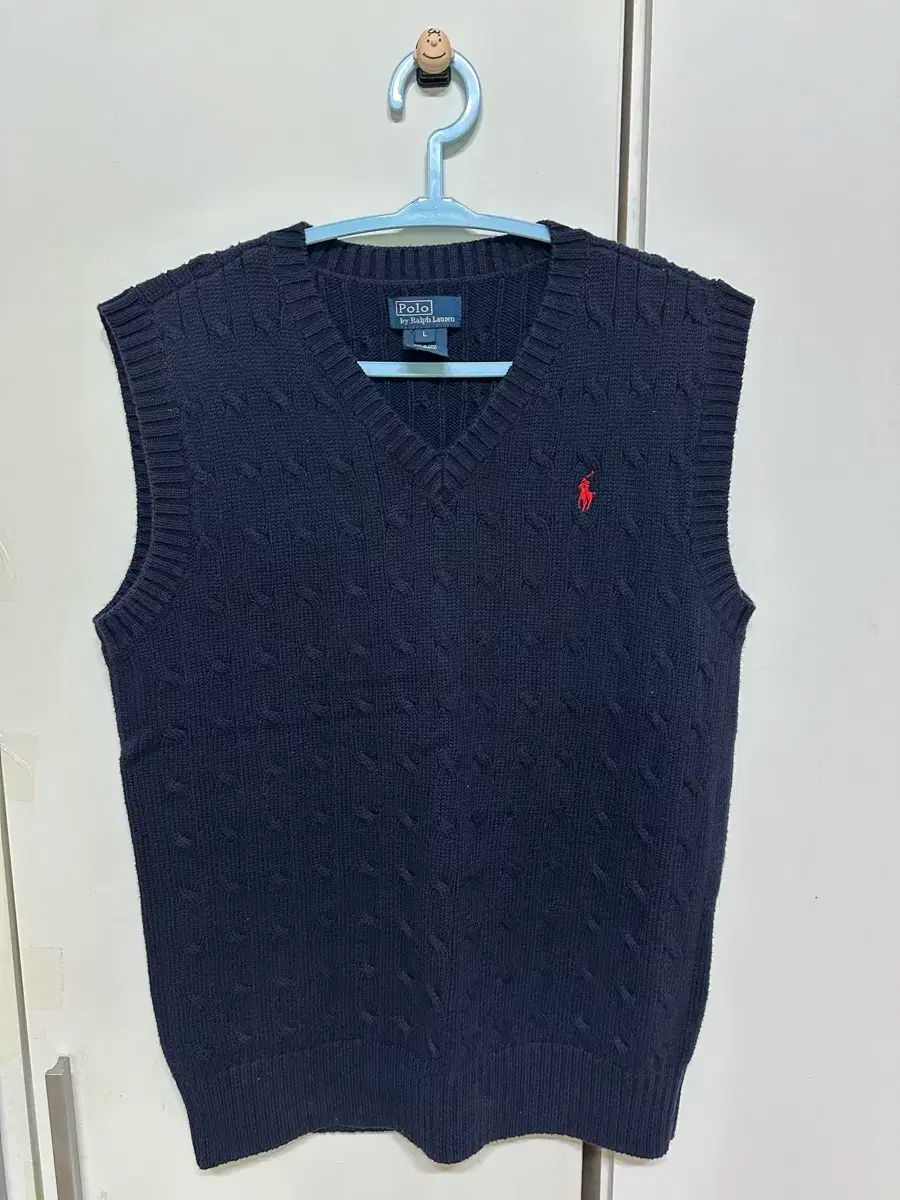 ポロ ラルフローレン ケーブルニット ベスト ネイビー L