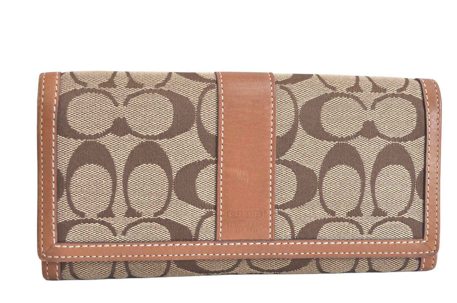 COACH コーチ ヴィンテージ シグネチャー 長財布 キャンバス レザー ブラウン 2855N