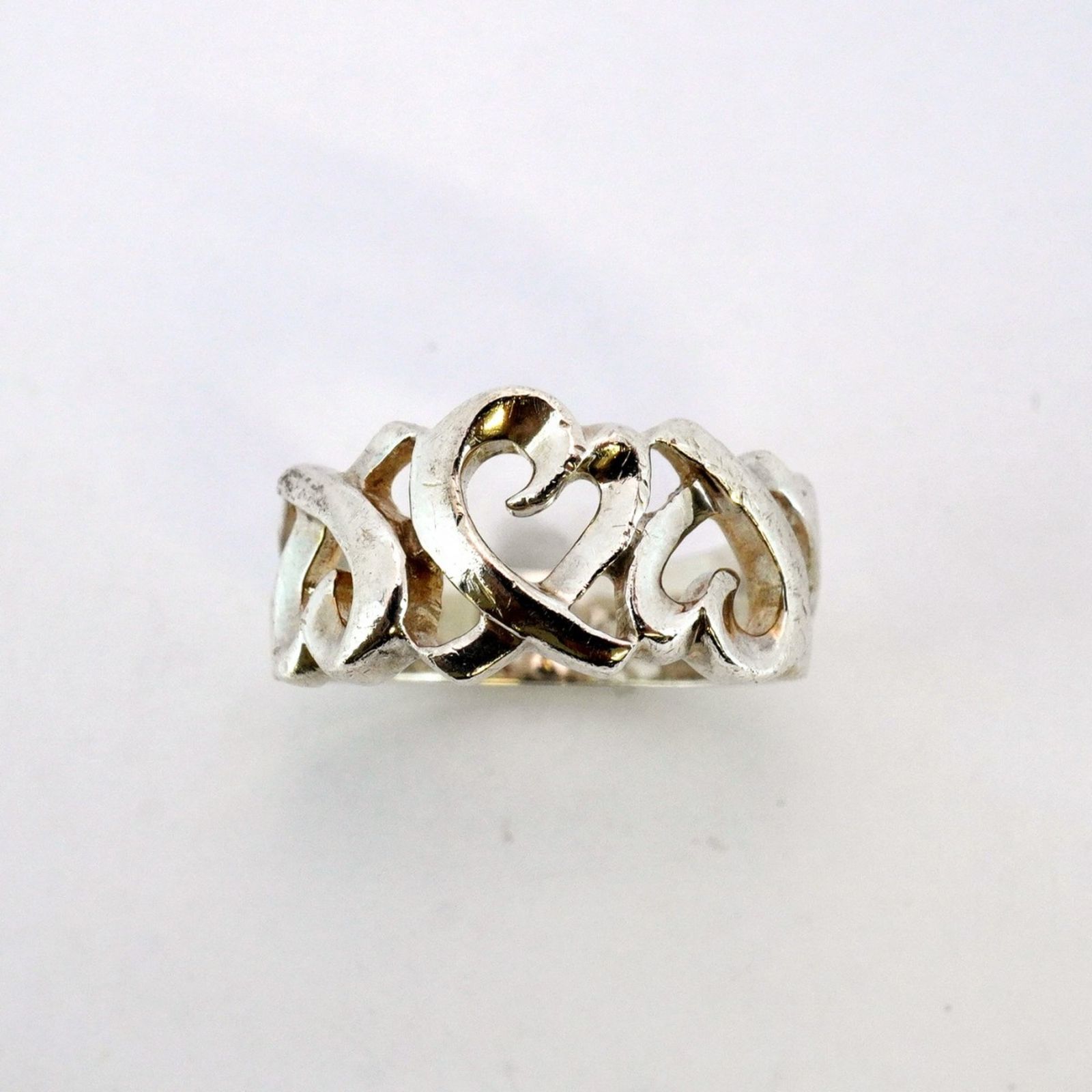 ティファニー リング 9号 トリプルラビングハート シルバー　美品 ティファニー リング 9号 トリプルラビングハート シルバー 美品
