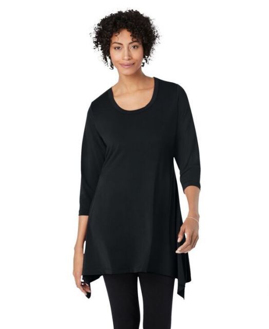 送料無料 ウーマン ウィズイン レディース シャツ トップス Plus Size Swing Hem Tunic Black