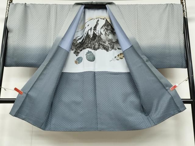 平和屋着物●男性　色紋付・羽織セット　菱繋ぎ地紋　羽織：暈し染め　キングサイズ　CAAY4979ut 平和屋着物○男性 色紋付・羽織セット 菱繋ぎ地紋 羽織：暈し染め