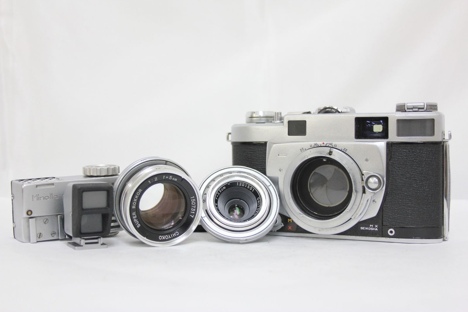 返品保証 ミノルタ Minolta Super A 5cm F2 3.5cm F3.5 Minolta-meter 135mmビューファインダー v7616