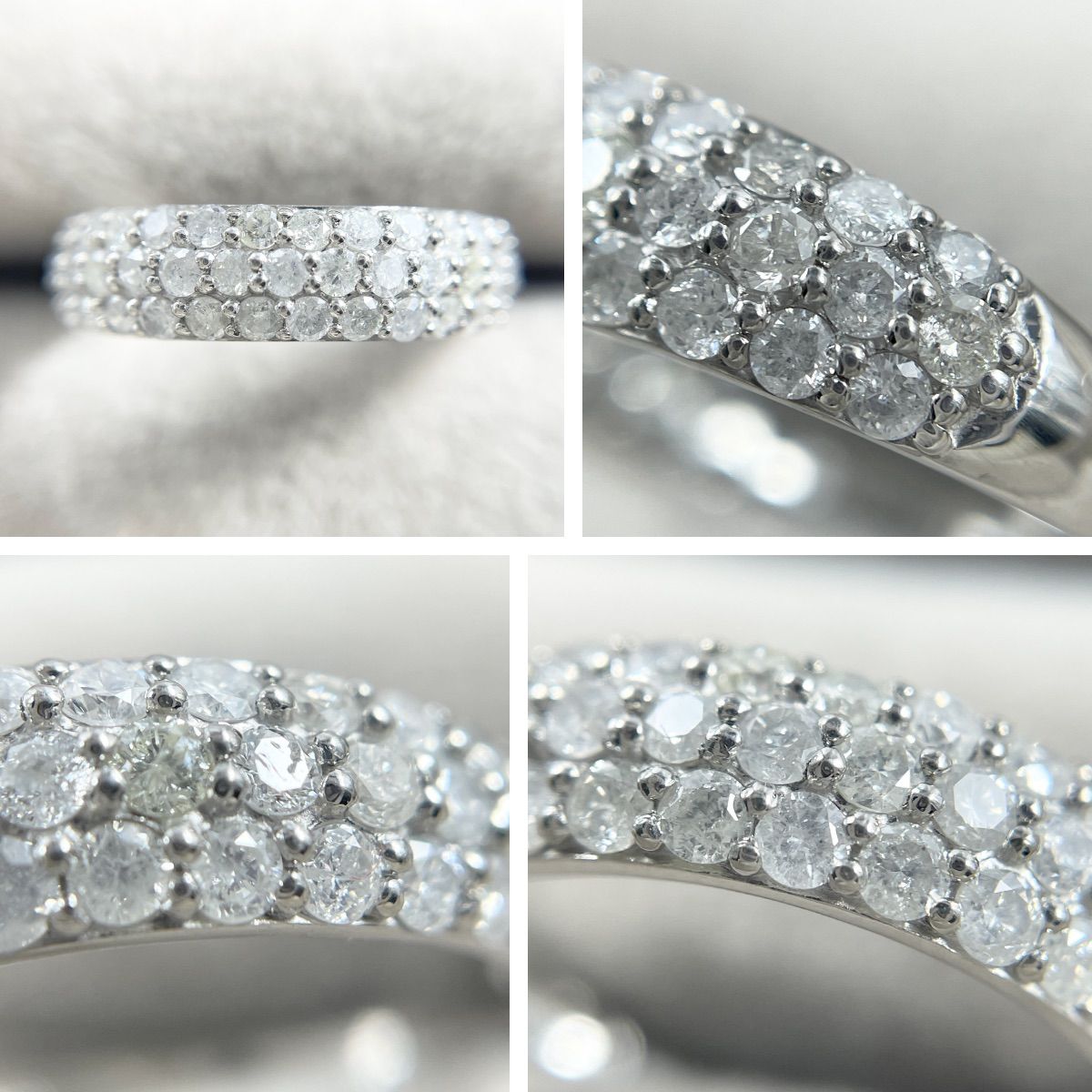 Pt900天然ダイヤモンドデザインリング PT900 1.0ct天然ダイヤモンドパヴェリング