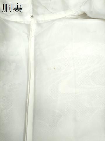 平和屋着物○本場大島紬 白大島 9マルキ 流水草花文 ロング丈 正絹