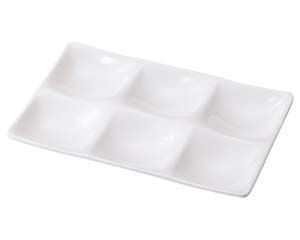 ヌ715-058 M 長角メラミン白6点プレート