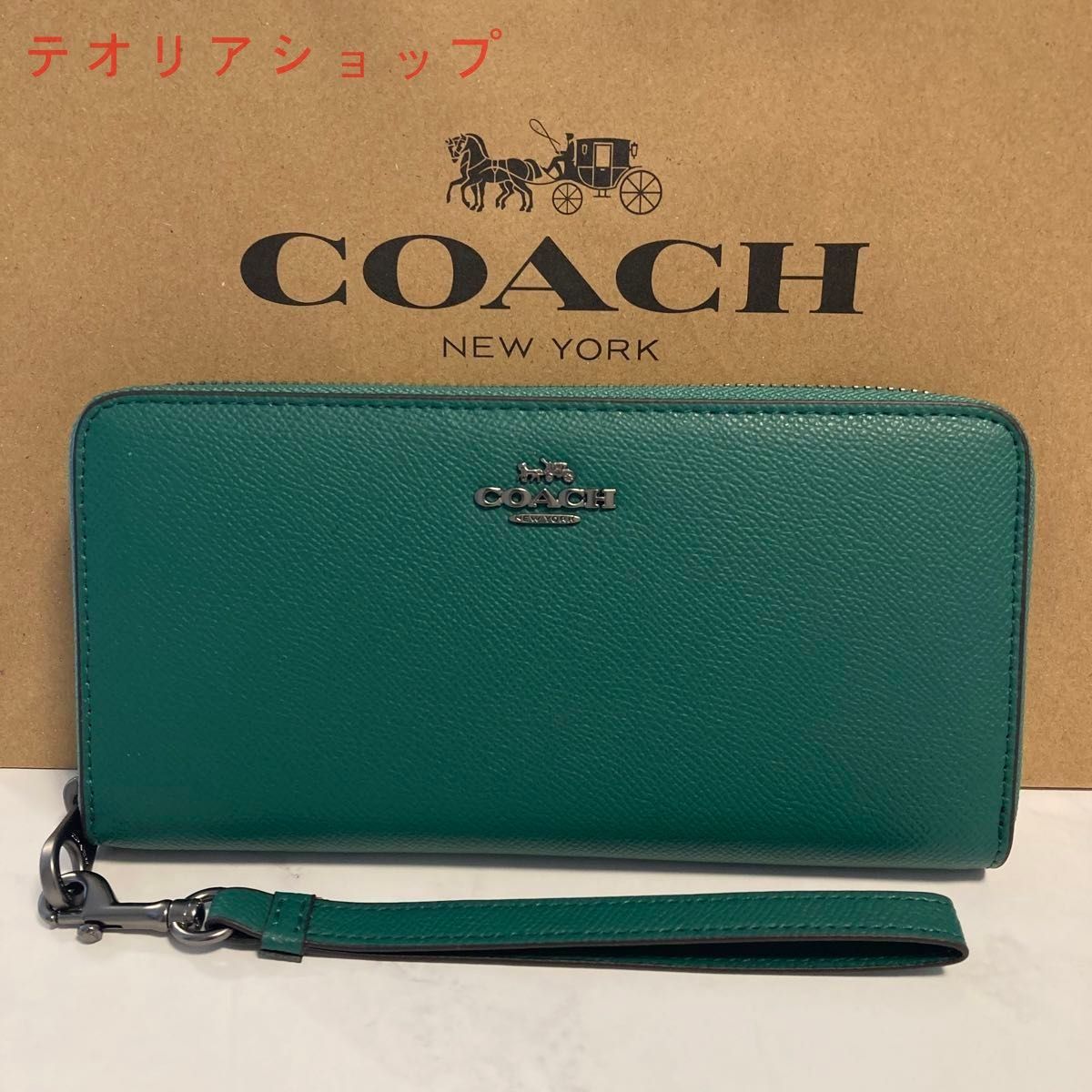 新品未使用 COACH 長財布 コーチ 長財布 レディース メンズ シンプル グリーン 緑 - メルカリ