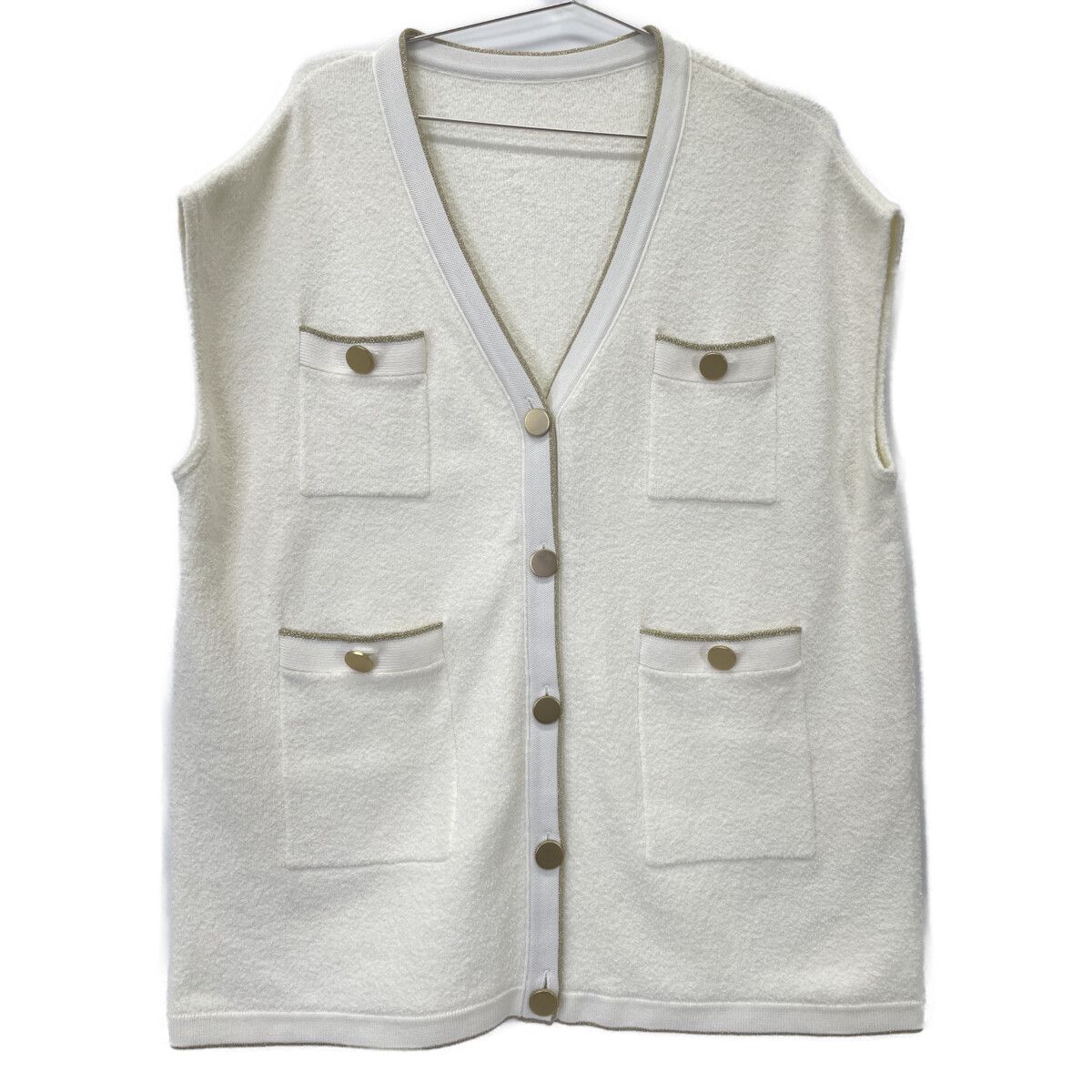 Diagram ダイアグラム 22年製 ﾎﾜｲﾄ ｺｯﾄﾝ×ﾅｲﾛﾝ 4ﾎﾟｹｯﾄ 金釦ﾊﾟｲﾙﾍﾞｽﾄ 36