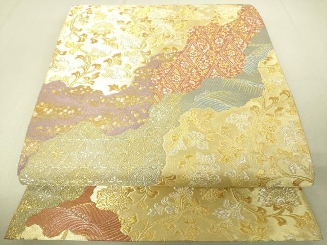 平和屋着物□六通柄袋帯 流水正倉院花文 金銀糸
