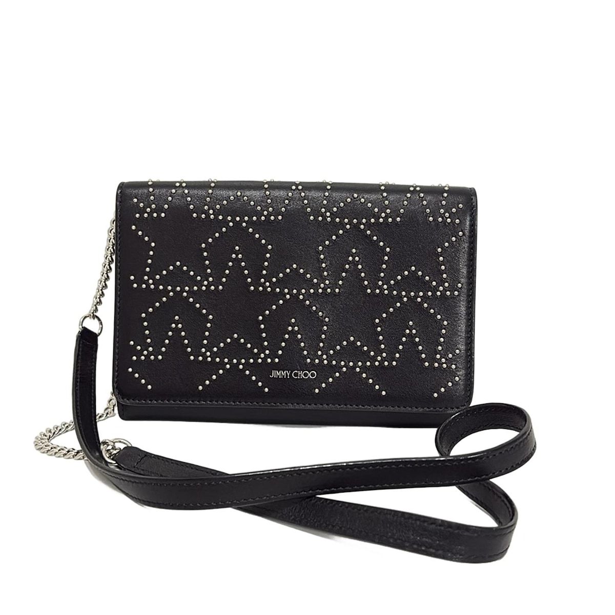 JIMMY CHOO(ジミーチュウ) 財布 - 黒×シルバー チェーン