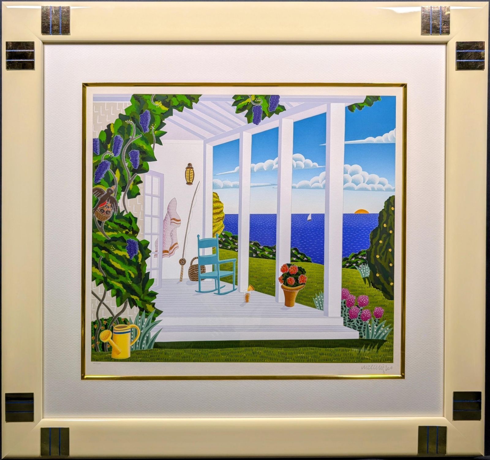 トーマス・マックナイト ナンタケットの灯台 額入りポスター アート