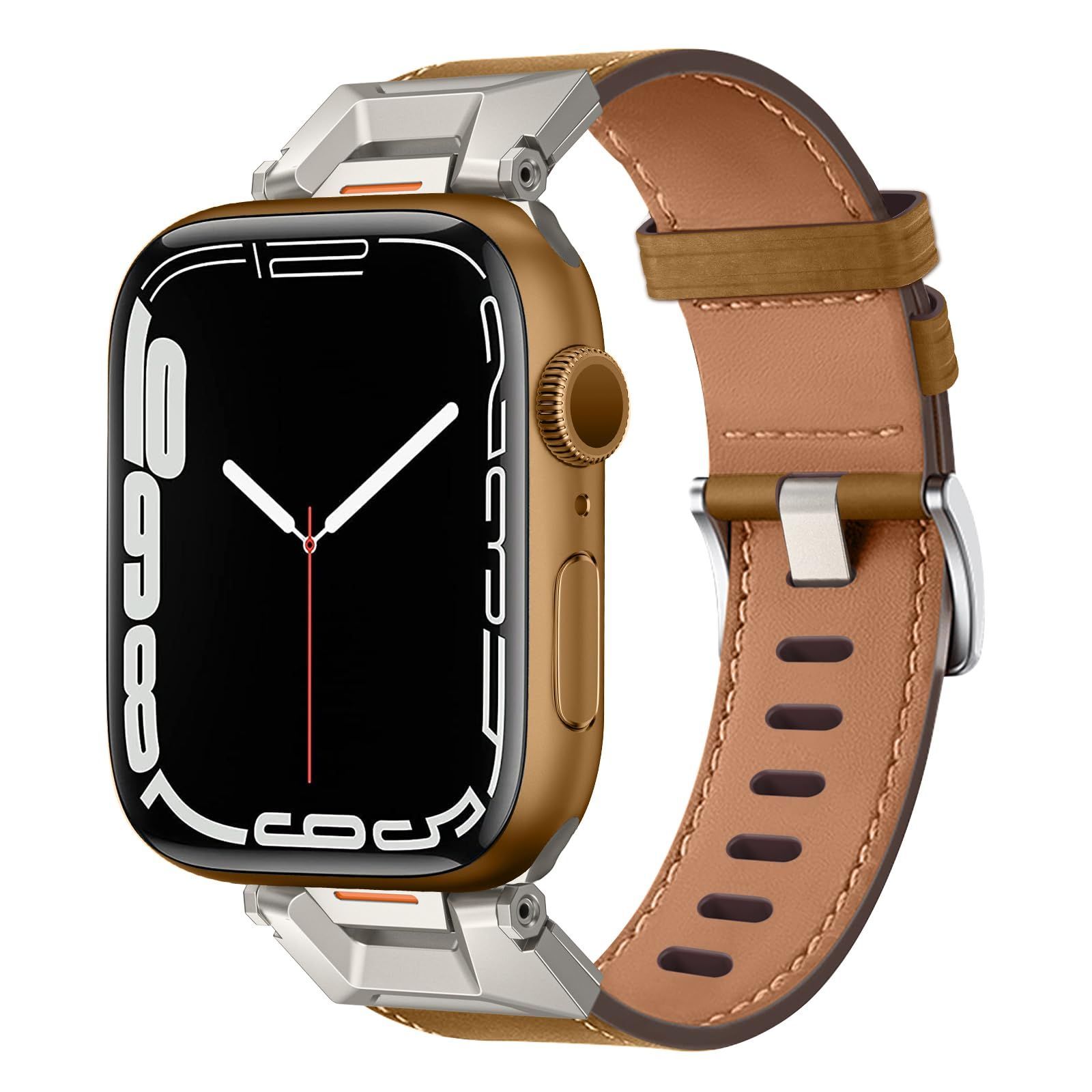 【人気商品】男女通用（49mm/45mm/44mm/42mm浅いクブラウン） 本革 耐久性 ステンレス製 9/8/7/SE2/SE/6/5/4/3/2/1/Ultra2/Ultra Series バンド バンド バンド appleウォッチ コンパチブル 高級ベ