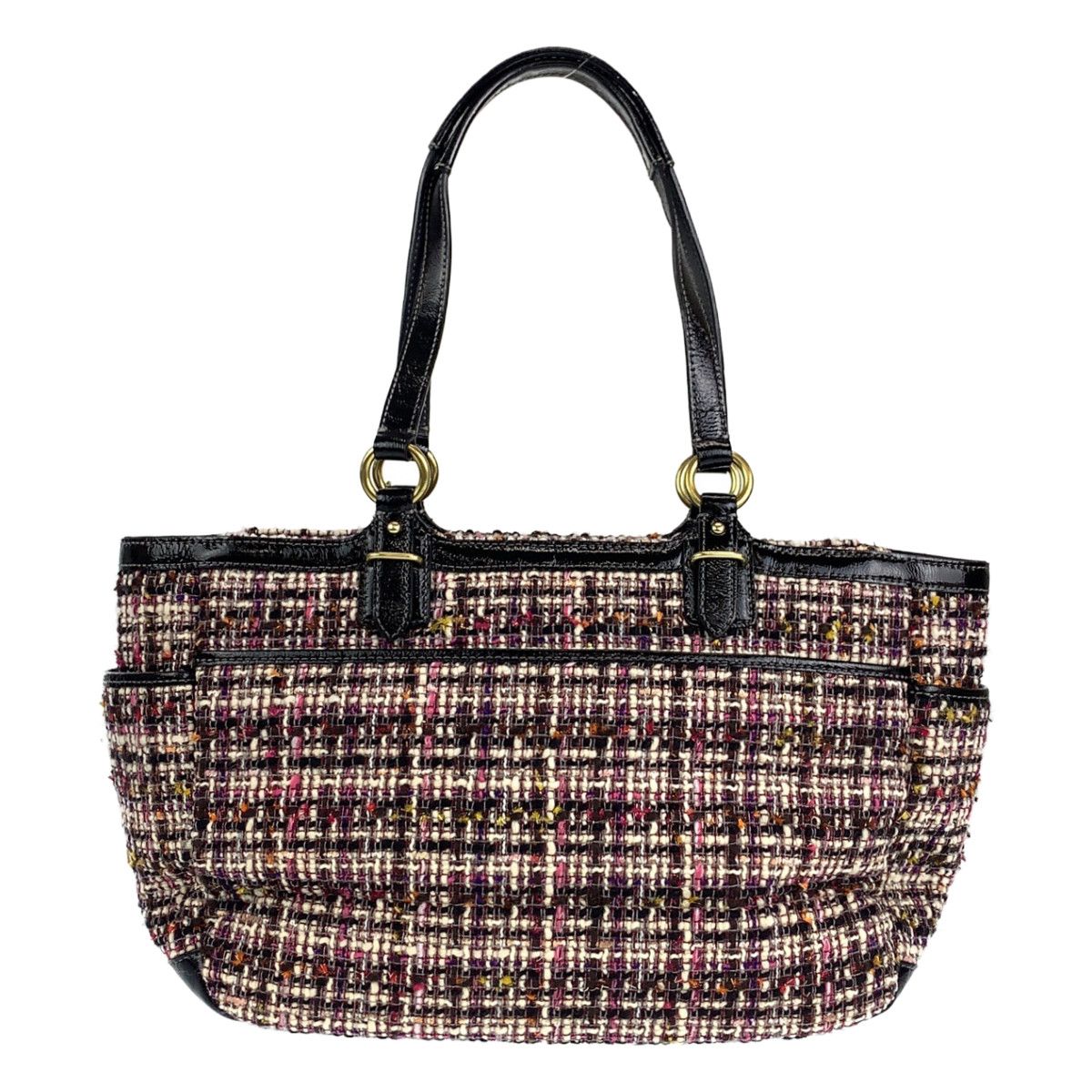 新品 コーチ coach トートバッグ ツイード レザー 肩掛け マルチカラー 
